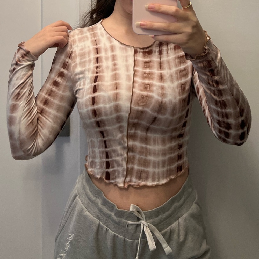 SEXY TIE DYE LONG SLEEVE CROP TOP NEW